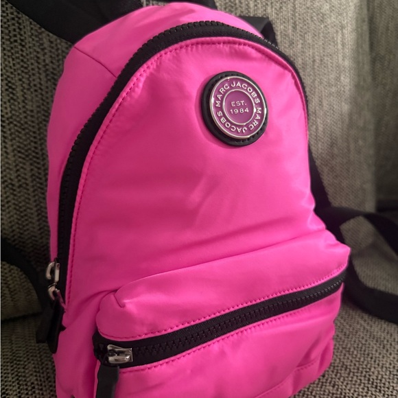 Marc Jacobs Neon Pink Mini Backpack with Black Accents